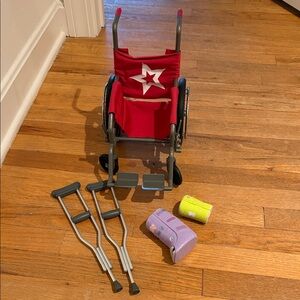 American Girl Doll Red Wheelchair and Accessories Set